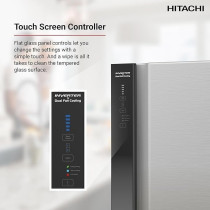 Hitachi, 760L Gross Top Mount Double Door Refrigerator Rv760Puk7K1Bsl, 10 Year Warranty On Inverter Compressor, 2 Doors Fridge, Dual Fan Cooling, Touch Screen Control, Movable Twist Ice Tray, Silver