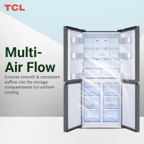 Tcl, 560L, French Door Refrigerator, Twin Eco Inverter, Electronic Touch Display, No Frost, And Freeze, Twist Ice Maker, Led Light, 1 Year, Inox Finish, P560CDN