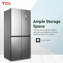 Tcl, 560L, French Door Refrigerator, Twin Eco Inverter, Electronic Touch Display, No Frost, And Freeze, Twist Ice Maker, Led Light, 1 Year, Inox Finish, P560CDN