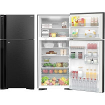 Hitachi 760L Gross, Net 550L, Top Mount Double Door Refrigerator, Touch Screen Control, Movable Twist Ice Tray, Black, RV760PUK7K1BBK