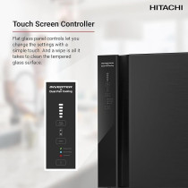Hitachi 760L Gross, Net 550L, Top Mount Double Door Refrigerator, Touch Screen Control, Movable Twist Ice Tray, Black, RV760PUK7K1BBK