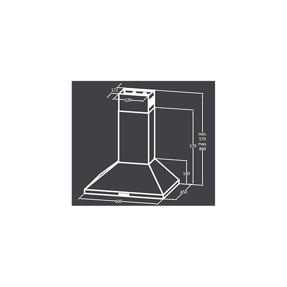 Midea 60 Cm Insert Range Hood, Silver, E60MEW3A17