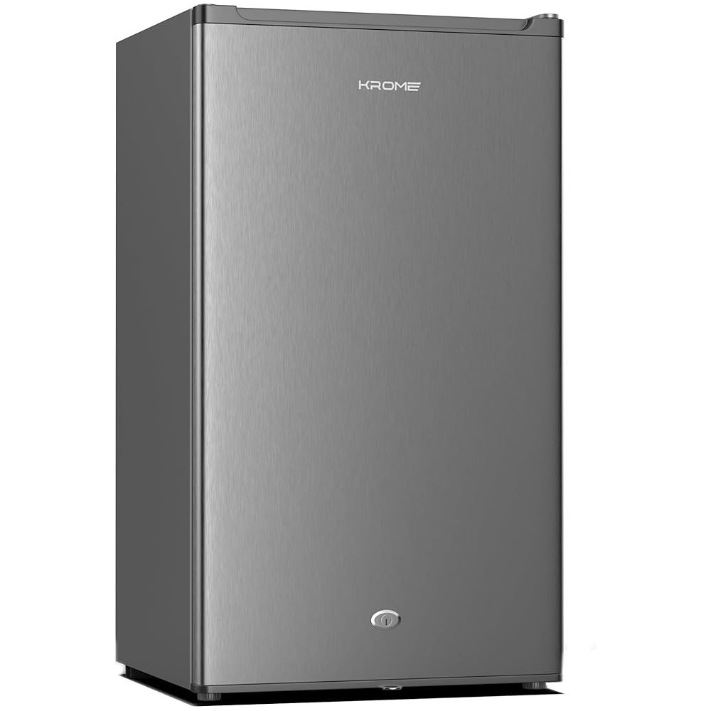 Krome 120L, Gross Single Door Refrigerator, Ideal For Small Spaces, Compact Freezer, Reversible Door, Mini Fridge Suitable For Kitchen, Bedroom, Office And Bar, Inox, KR-RDC120H
