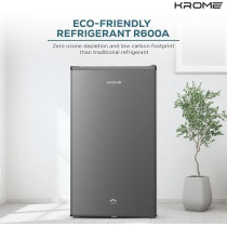 Krome 120L, Gross Single Door Refrigerator, Ideal For Small Spaces, Compact Freezer, Reversible Door, Mini Fridge Suitable For Kitchen, Bedroom, Office And Bar, Inox, KR-RDC120H