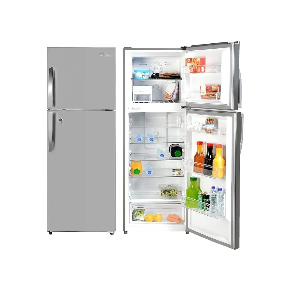 Super General, 410 Liters Gross Double Door Refrigerator-Freezer, No-Frost, Led-Light, Lock And Key, Inox, SGR-410-L, 60.5 x 67 x 170 Cm