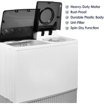 Super General 20 Kg Twin-Tub Semi-Automatic Washing Machine, White/Black, Efficient Top-Load Washer With Lint Filter, Spin-Dry, SGW-2056, 102 x 62 x 105 Cm