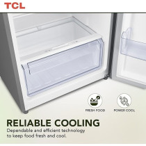 Tcl, 433L Double Door Refrigerator, No Frost, Humidity Crisper Control, Led Light, Electronic Temperature Control, Fresh Zone, Inox Finish, P433TMN