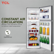 Tcl, 433L Double Door Refrigerator, No Frost, Humidity Crisper Control, Led Light, Electronic Temperature Control, Fresh Zone, Inox Finish, P433TMN