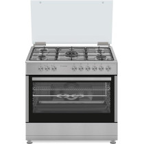 Ariston 90 x 60 Cm Freestanding Cooker, Full Gas Cooking Range-5 Burners With 1 Triple Crown Sabaf, One Hand Automatic Ignition, Full Safety, Skewer Turnspit, Matt Finish Grids, Maxi-Oven, AM9GM1KMx/MEA