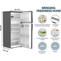 Nikai 425L Gross/254L Net, Double Door Top Mount Refrigerator, No Frost Fridge, Glass Shelves, R600A Refrigerant, Best For Home And Office, NRF425FSS
