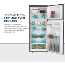 Nikai 425L Gross/254L Net, Double Door Top Mount Refrigerator, No Frost Fridge, Glass Shelves, R600A Refrigerant, Best For Home And Office, NRF425FSS