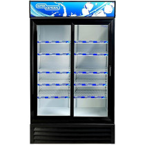 Super General 1200 Liter Gross Double-Door Chiller, Upright Beverage-Showcase, Energy-Saving, Low-Noise, White/Black, Sgsc-1217-Is, 113 x 70 x 202.3 Cm