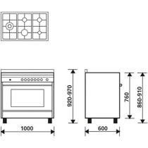 Glemgas Gas Cooker Size 100 x 60 Cm Full Option, GMIl5FSS