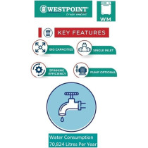 Westpoint 20 Kg Twin Tub Semi Automatic Big Capacity Washing Machine 4 Star, White, WTx-2020