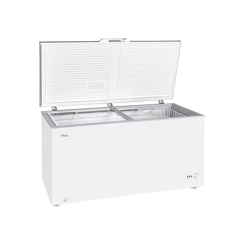Super General Chest-Freezer 640 Liter Gross Volume, SGF-644-H, White, Rectangular Deep-Freezer, Sliding Glass Door, Lock And Key, Wheels, 166 x 67 x 84 Cm