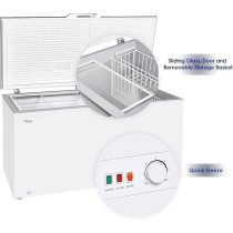Super General Chest-Freezer 640 Liter Gross Volume, SGF-644-H, White, Rectangular Deep-Freezer, Sliding Glass Door, Lock And Key, Wheels, 166 x 67 x 84 Cm