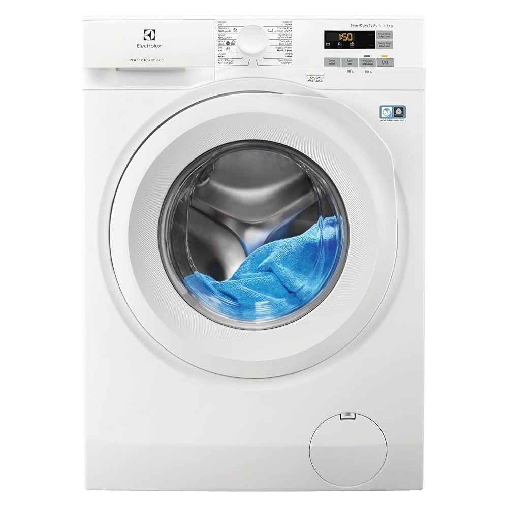 Electrolux Washing Machine 7Kg, 1200 Rpm, Front Load, Fully Automatic, Inverter Motor, Child Safety Lock, Made In Poland, White, EW6F5722BB