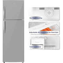 Super General 360 Liters Gross Compact Double Door Refrigerator-Freezer, No-Frost, Led-Light, Inox, SGR-360I
