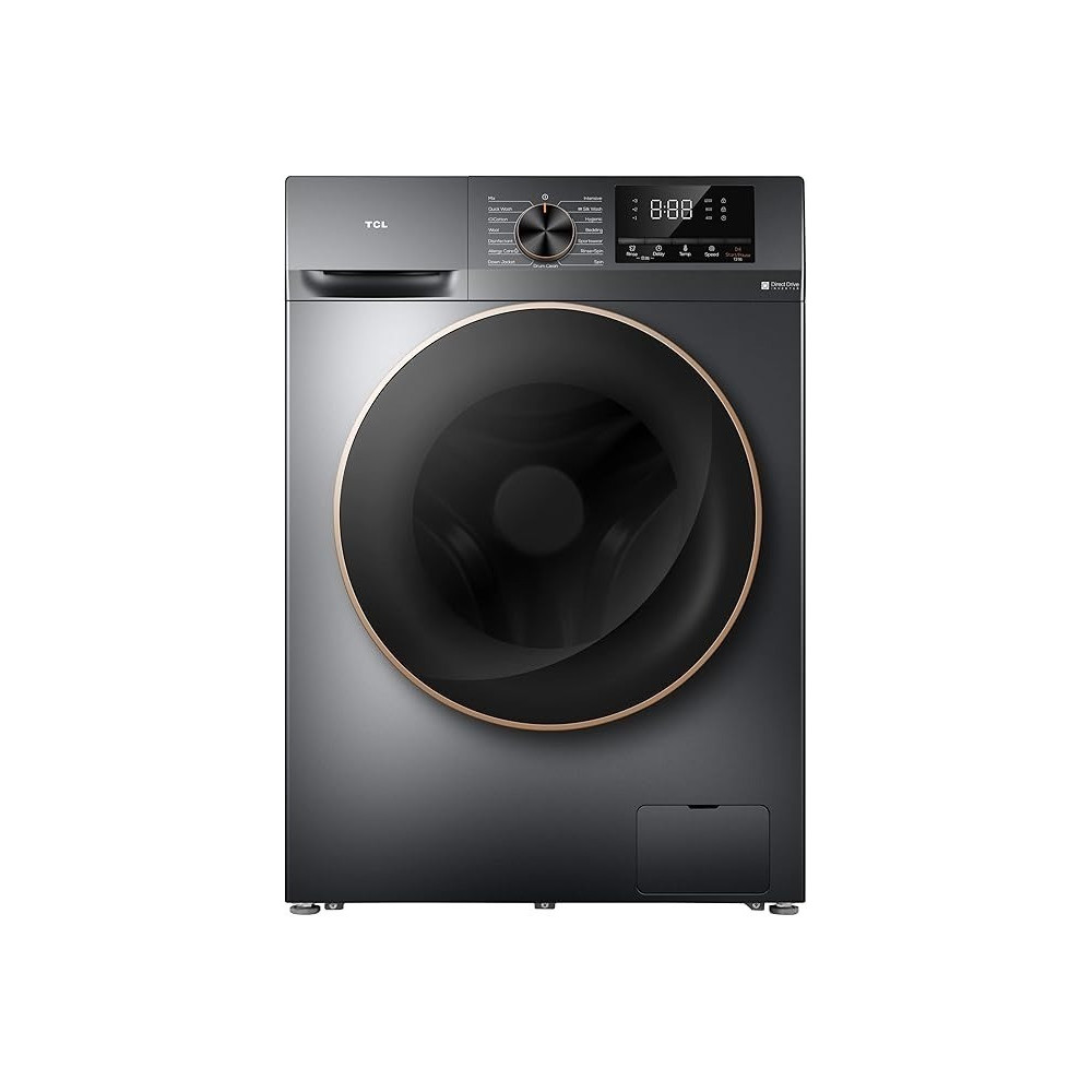 TCL 10Kg Front Load Washing Machine, 1200 Rpm, Direct Drive Inverter Motor, 15 Programs, Drum Clean, Delay Start, Child Safety Lock, Honeycomb Drum, Dark Grey, P210FLG