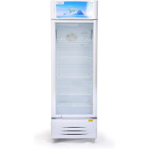 Midea Showcase Chiller Large, 411 Liters Gross Capacity, Upright Beverage Showcase, Energy-Saving, Low-Noise, White Color, 59.5 x 61.0 x 200.5 Cm, Best For Grocery-Home-Restaurant, HS411S