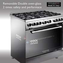 Tecnogas Superiore Gas Cooker 90 x 60Cm, 133L Oven With Convection Fan, N3X96G5VCF