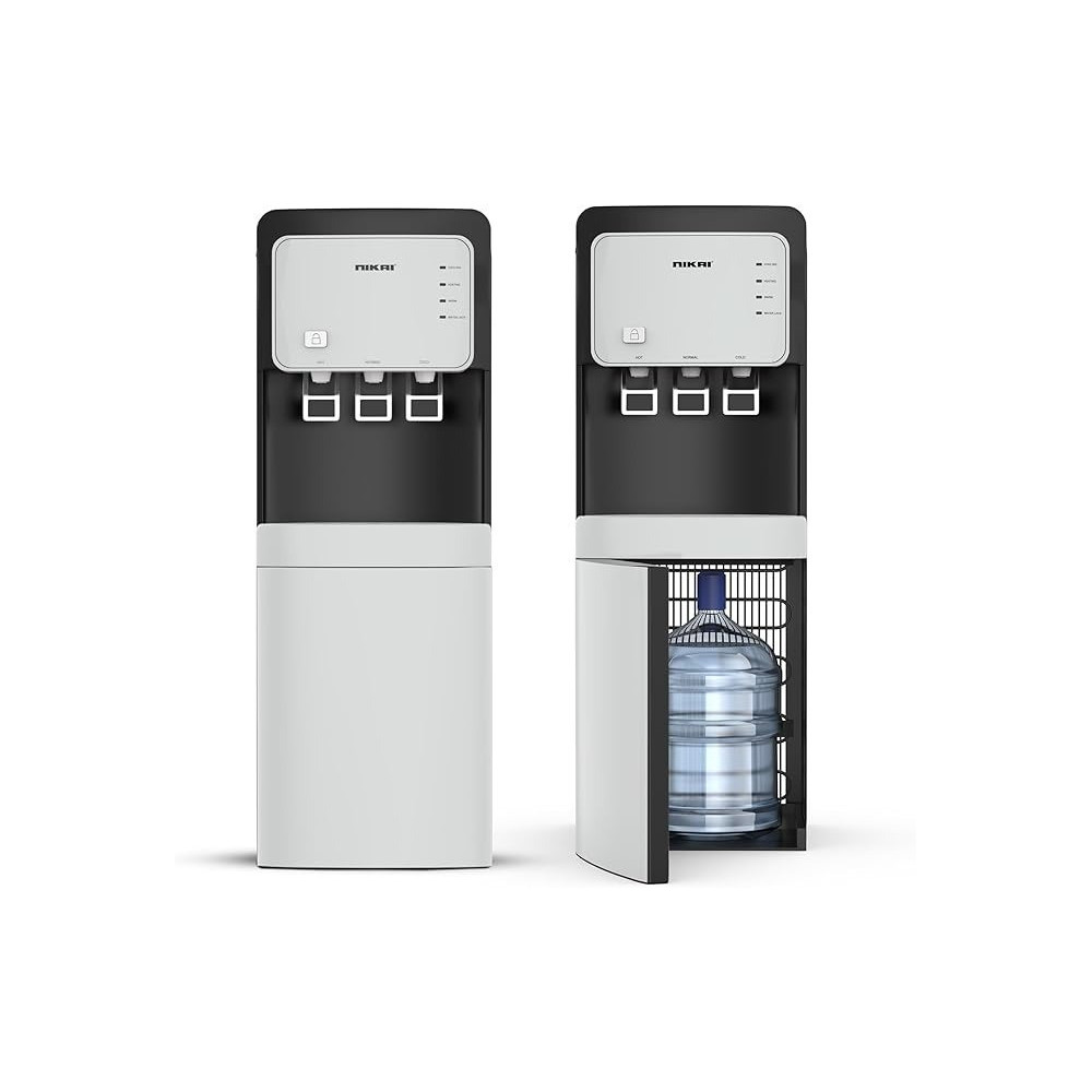 Nikai Bottom Loading Water Dispenser With Pump And 3 Tap Design Hot, Normal, Cold, Compressor Cooling, Bottom Loading, Anti-Bacterial, Stainless-Steel Tank, Low Noise, Anti-Spill System, NWD2000BL