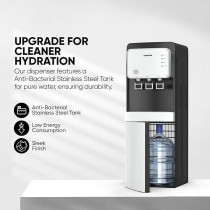 Nikai Bottom Loading Water Dispenser With Pump And 3 Tap Design Hot, Normal, Cold, Compressor Cooling, Bottom Loading, Anti-Bacterial, Stainless-Steel Tank, Low Noise, Anti-Spill System, NWD2000BL