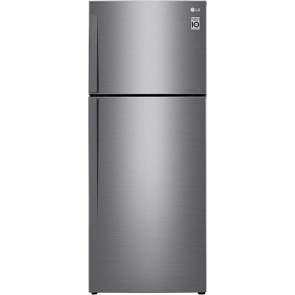 Lg Top Mount 438 Liters Refrigerator, Platinum Silver Color, Smart Inverter Compressor, GR-C619HLCL