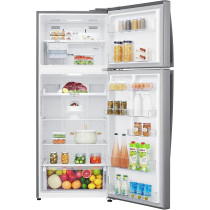 Lg Top Mount 438 Liters Refrigerator, Platinum Silver Color, Smart Inverter Compressor, GR-C619HLCL