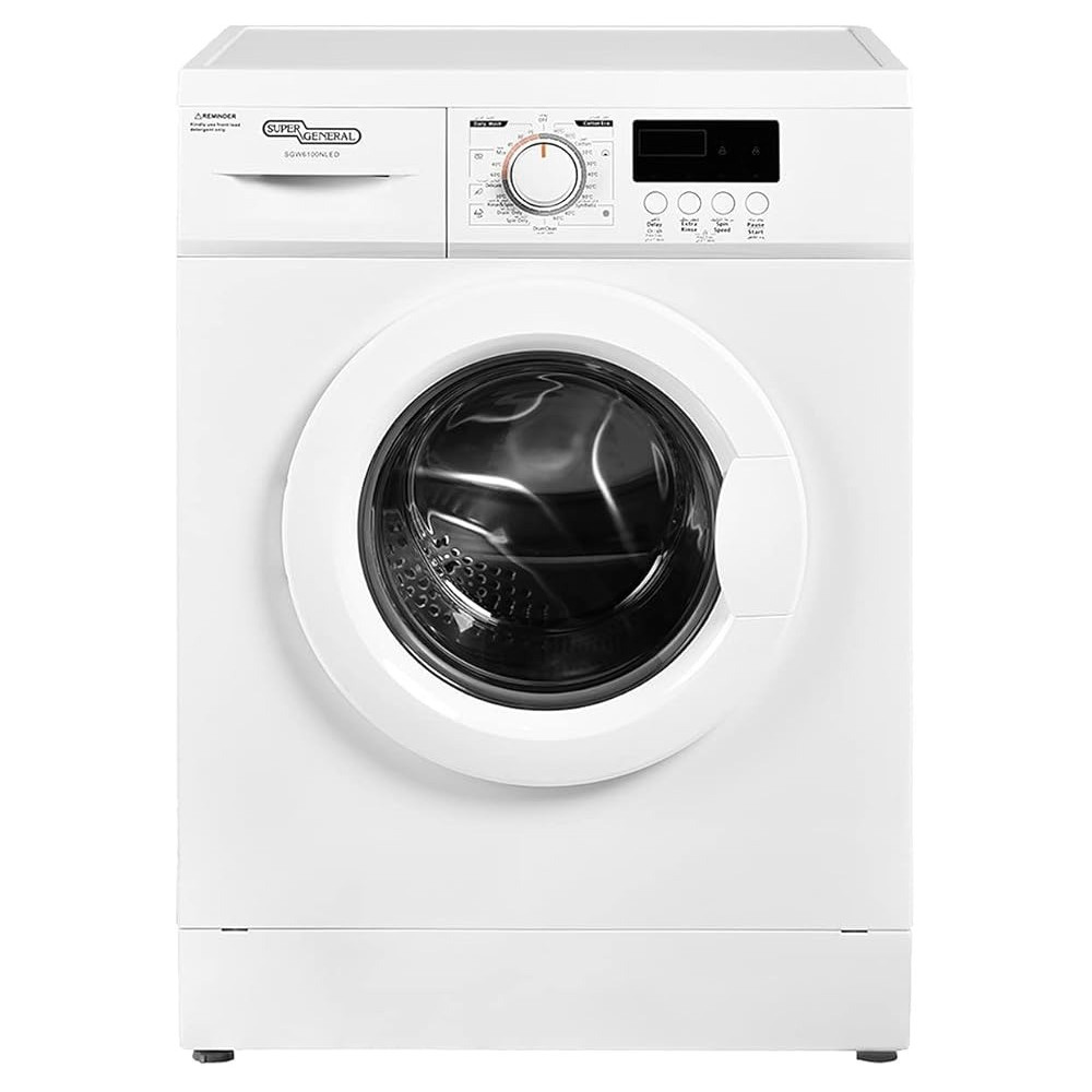 Super General 6 Kg Front Loading Washing Machine 6100-NLED, 1000 Rpm Washer, Energy-Saving, White, 23 Programs