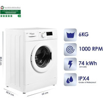 Super General 6 Kg Front Loading Washing Machine 6100-NLED, 1000 Rpm Washer, Energy-Saving, White, 23 Programs