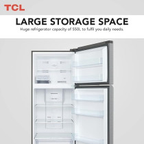 TCL 550L Double Door Refrigerator, No Frost, Electronic Touch Display, Humidity Crisper Control, Twist Ice Maker, Max Space, LED Light, Inox Finish, P550TMN