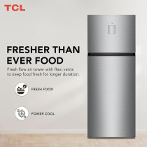 TCL 550L Double Door Refrigerator, No Frost, Electronic Touch Display, Humidity Crisper Control, Twist Ice Maker, Max Space, LED Light, Inox Finish, P550TMN