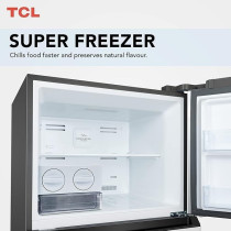 TCL 550L Double Door Refrigerator, No Frost, Electronic Touch Display, Humidity Crisper Control, Twist Ice Maker, Max Space, LED Light, Inox Finish, P550TMN