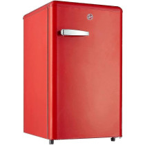 Hoover 123L Retro Style Single Door Refrigerator, Compact Free Standing Fridge With Freezer, Tempered Glass Shelves, Adjustable Thermostat, Eco-Friendly, Red, HSD-K123R