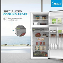 Midea 720L Gross Top Mount Double Door Refrigerator, 2 Doors Frost Free Fridge With Smart Sensor And Humidity Control, Electronic Control, Silver, MDRT723MTE46D