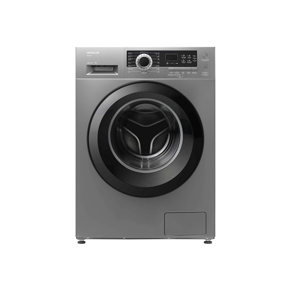 Hitachi 8Kg Front Load Washing Machine, 1200 Rpm, 16 Programs, Fully Automatic Washer, Intelligent Sensor System, LED Multifunctional Display, Tangle-Free Finish, Baby Care, Silver, BD80GE3CGXSL