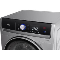 TCL 8Kg Front Load Washing Machine, 1400 Rpm, BLDC Inverter Motor, 16 Programs, Drum Clean, Delay Start, Memory Function, Child Safety Lock, Honeycomb Drum, Silver, P808FLS