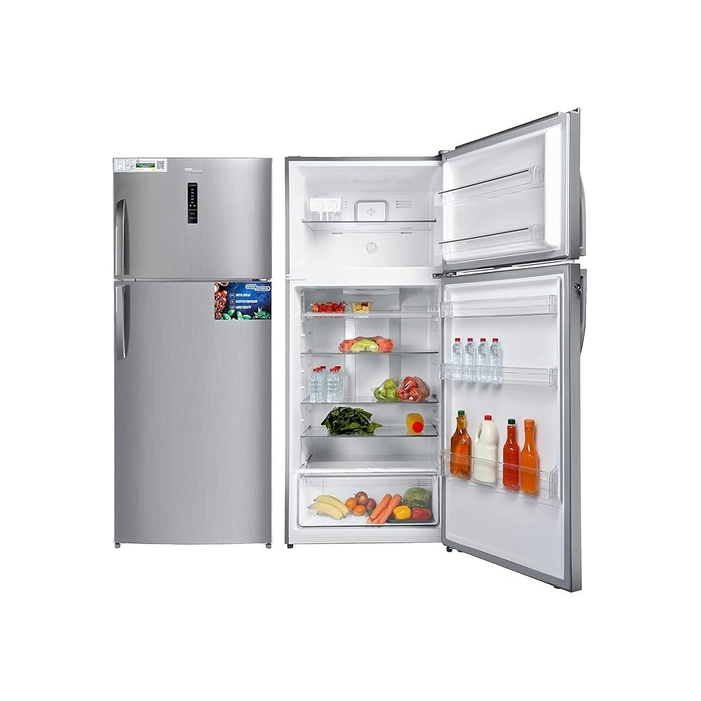 Super General 610 Liters Gross Top-Mount Refrigerator-Freezer, No-Frost, Inverter, Electronic Temperature-Control, Lock And Key, Silver, SGR615l, 79 x 68 x 178 Cm
