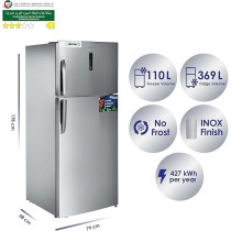Super General 610 Liters Gross Top-Mount Refrigerator-Freezer, No-Frost, Inverter, Electronic Temperature-Control, Lock And Key, Silver, SGR615l, 79 x 68 x 178 Cm