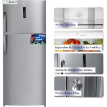 Super General 610 Liters Gross Top-Mount Refrigerator-Freezer, No-Frost, Inverter, Electronic Temperature-Control, Lock And Key, Silver, SGR615l, 79 x 68 x 178 Cm