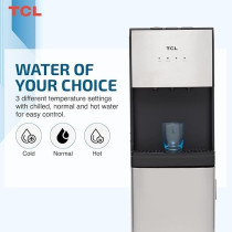 TCL Water Dispenser, Bottom Loading, UV-LED Light, Hot, Cold And Normal Water, 3 Faucets, Child Safety Lock, Silver, Best For Home, Kitchen,Office And Pantry, TY-LWYR96UT
