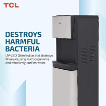 TCL Water Dispenser, Bottom Loading, UV-LED Light, Hot, Cold And Normal Water, 3 Faucets, Child Safety Lock, Silver, Best For Home, Kitchen,Office And Pantry, TY-LWYR96UT