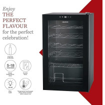 Kenwood Beverage Cooler 24 Bottles Wine Cooler Refrigerator With Double Glass Door, Blue Light, Smart Temperature Control BCM24000BK, Black
