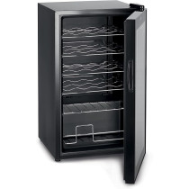 Kenwood Beverage Cooler 24 Bottles Wine Cooler Refrigerator With Double Glass Door, Blue Light, Smart Temperature Control BCM24000BK, Black