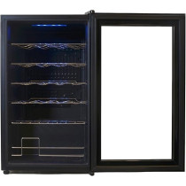 Kenwood Beverage Cooler 24 Bottles Wine Cooler Refrigerator With Double Glass Door, Blue Light, Smart Temperature Control BCM24000BK, Black