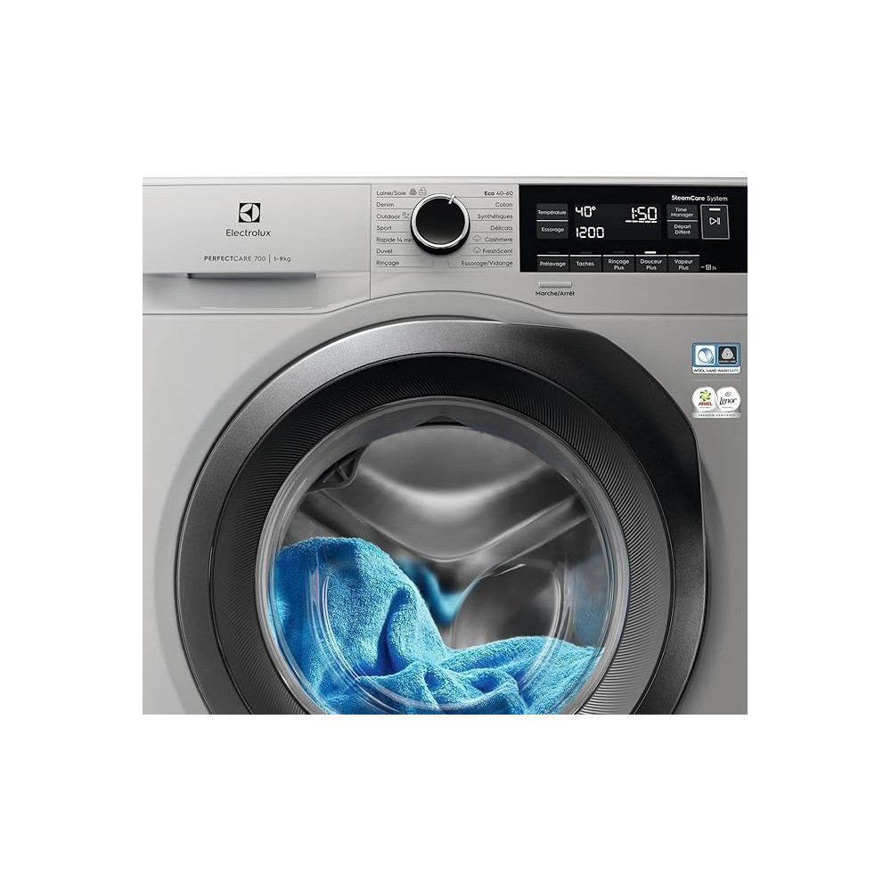 Electrolux 9Kg Inverter Motor Front Load Washing Machine, 1400 Rpm, 12 Programs, Low Noice, Steam Care Hygiene And Sensicare System, Fully Automatic Washer, Perfect Care 700, EW7F3946LS