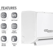 Super General 3 Ton Split Air Conditioner, 36000 Btu, Reciprocating Compressor, Auto Restart, Gold Fin, 4-Way Swing, SGS-370-HE, White, 134 X 45 X 38 Cm