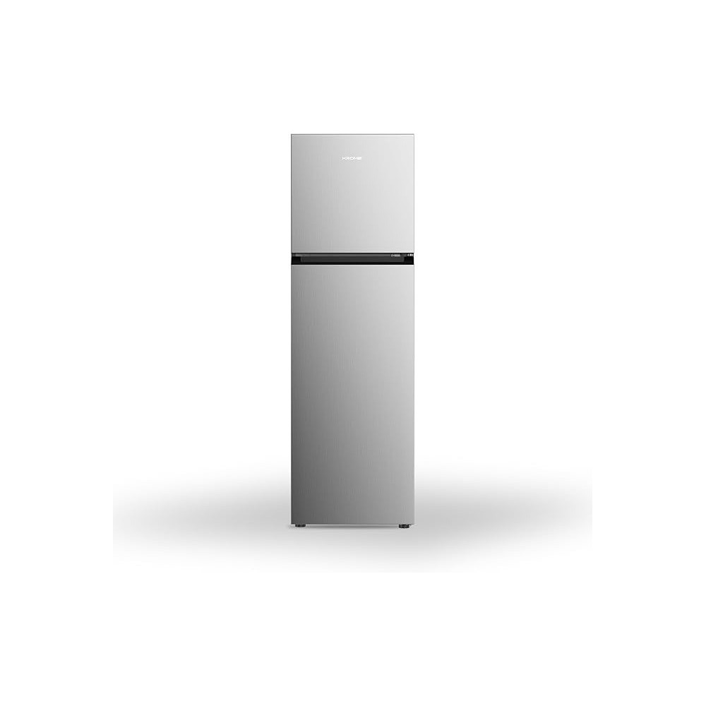 Krome 370L Gross, Top Mount Double Door Refrigerator, Automatic Defrost Freezer, A Plus Energy Efficiency, Big Capacity Fridge, Quick Cooling, Silver, KR-REF370T