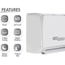 Super General 2 Ton Split Air Conditioner, 24000 Btu, Reciprocating Compressor, Auto Restart, Gold Fin, 4-Way Swing, SGS-260-HE, White, 115.5 x 41.5 x 31.5 Cm